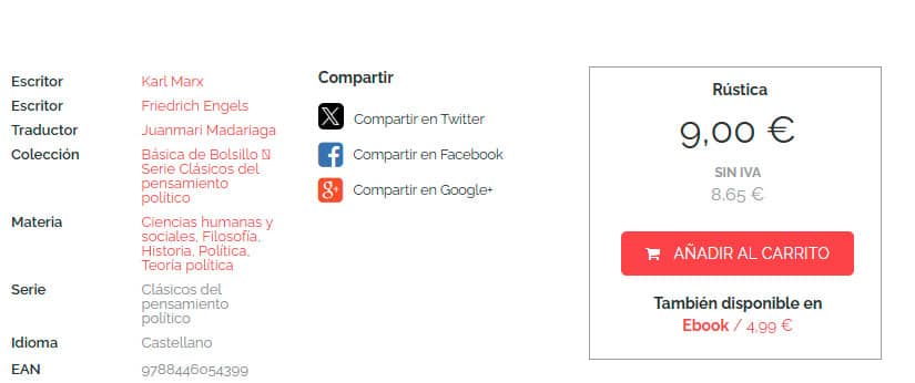 Detalle de las opciones de compra de un libro en la Editorial Akal